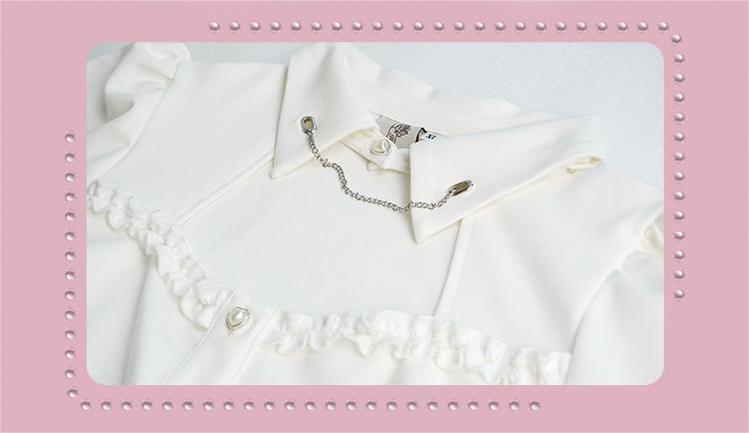 Plus Size Jirai Kei White Blouse Black Skirt Shorts 22056:349440