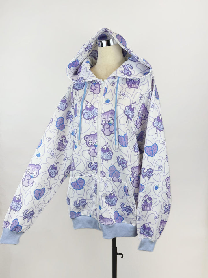 Yami Kawaii Printed Jacket and Hoodie, Bear Ear (L M S) 44149:798127