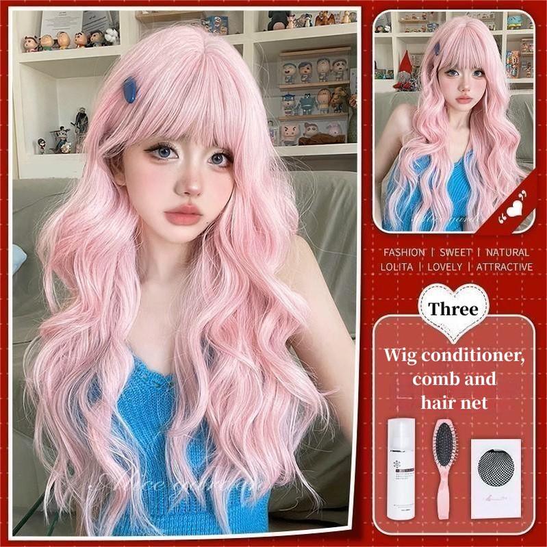 Lolita Wig Fairy Kei Pink Wig Long Curly Wig 32100:522662 32100:522662