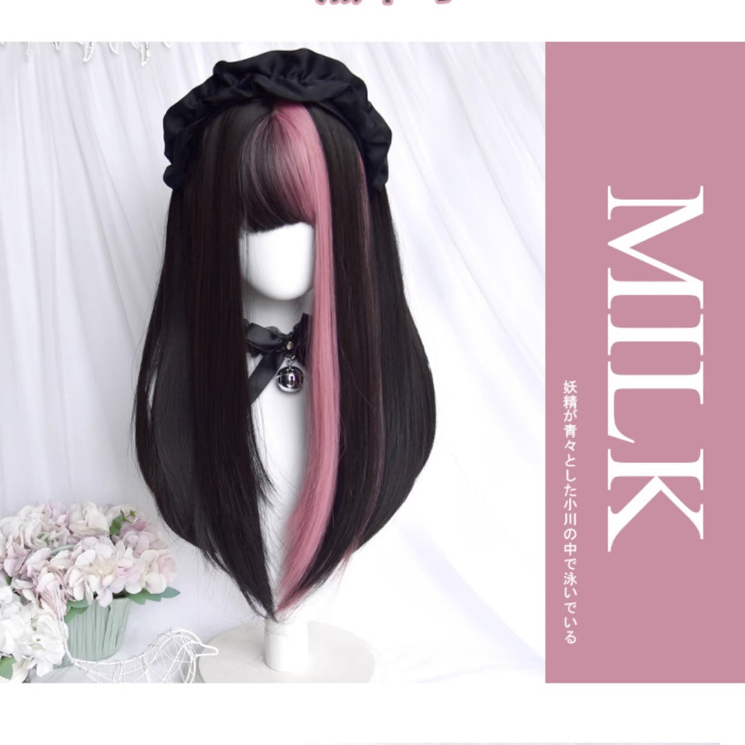 Y2K Long Straight Black Pink Wig For Sweet Spicy Girl 21882:318290 21882:318290