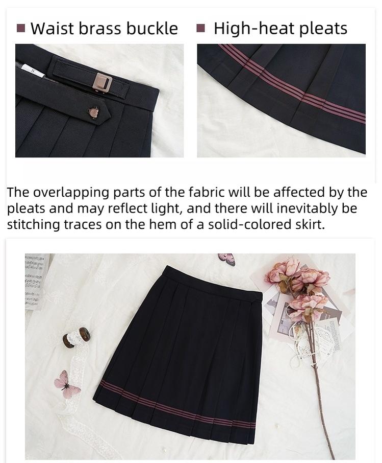 Navy and Pink JK Uniform Top + Pleated Skirt 43790:785318
