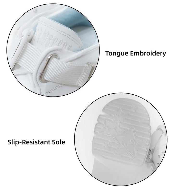 White/Black Punk High Platform Shoes, Metal Buckles 44400:807763