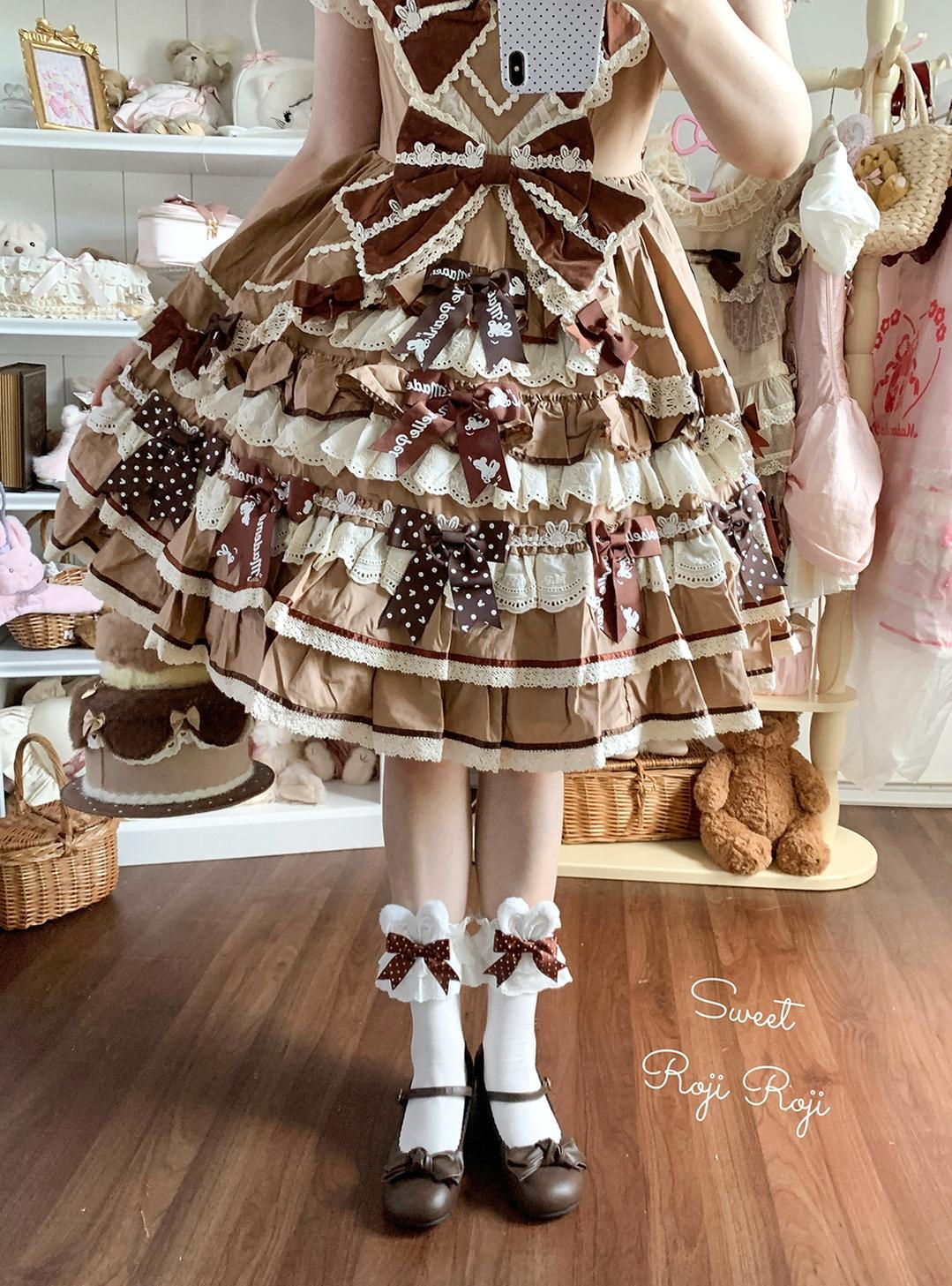 Sweet Lolita Mid-Calf Cotton Socks, Bunny Ears, Polka Dots 44712:819631