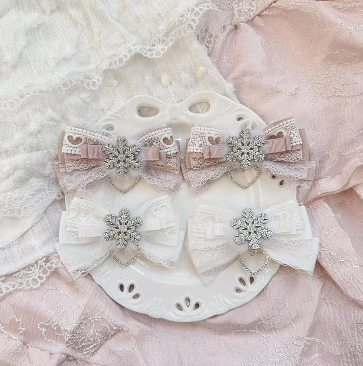 Jirai Kei Hair Clips, Snowflake Decoration and Fluffy Fur 45565:853825