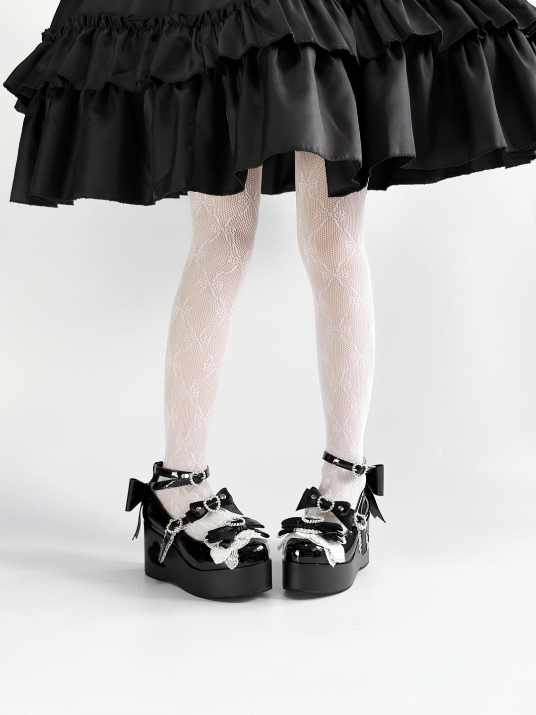 Old School Lolita High Platform Shoes, Heart Hollow Heel 44559:813942