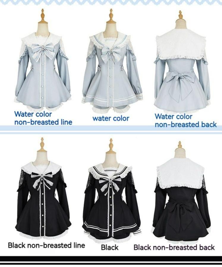 Jirai Kei Dress Set Sailor Collar Long-sleeved Dress 34502:462116