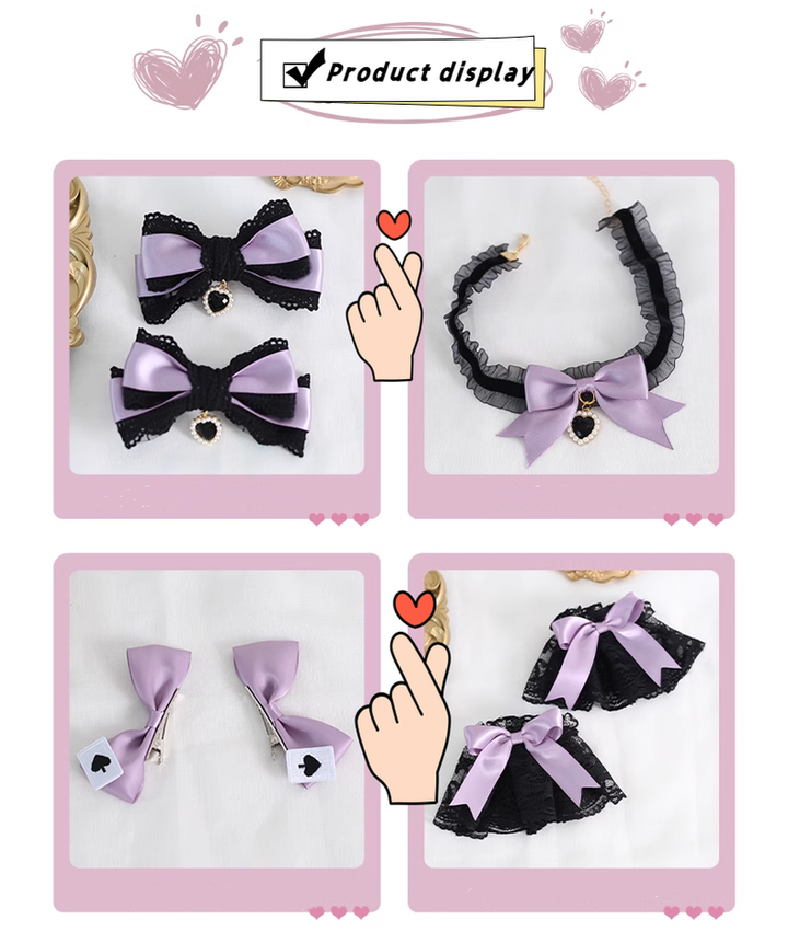 Gothic Lolita Headpiece Black Violet Hair Accessory Brooch 39116:613642