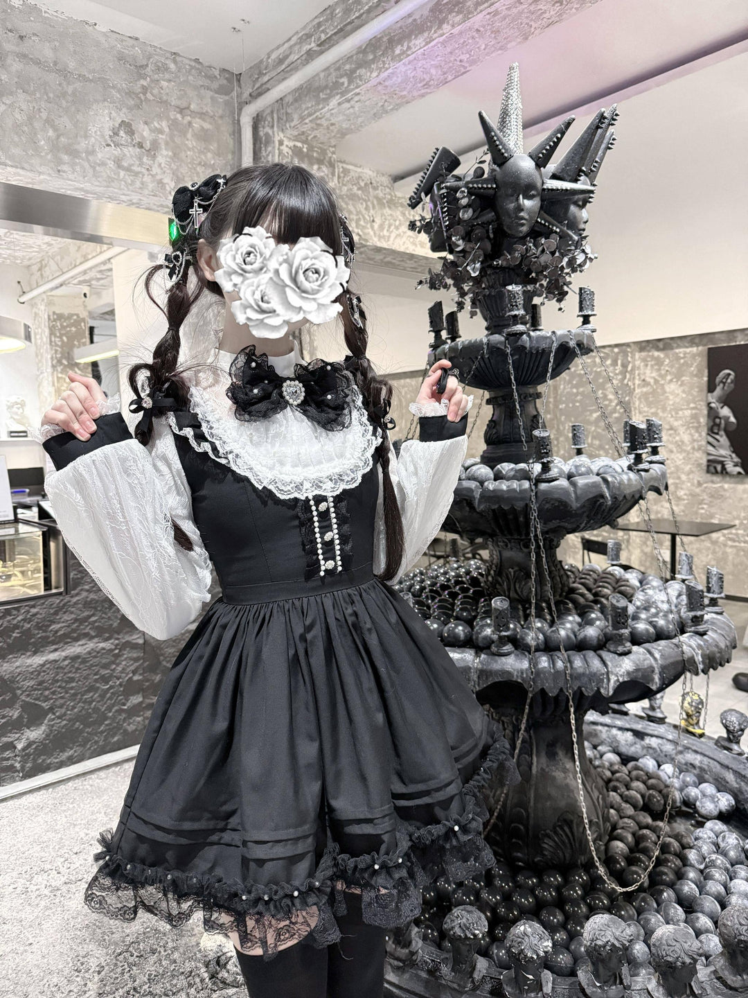 Faux 2-Piece Jirai Kei Dress, Detachable Overlay 44764:821962