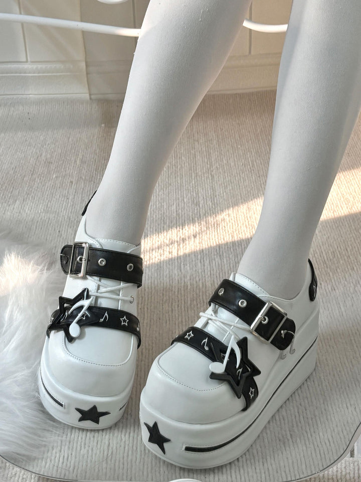 Punk Platform Shoes Gyaru Round-Toe Shoes Thick-Soled Shoes 41578:706700