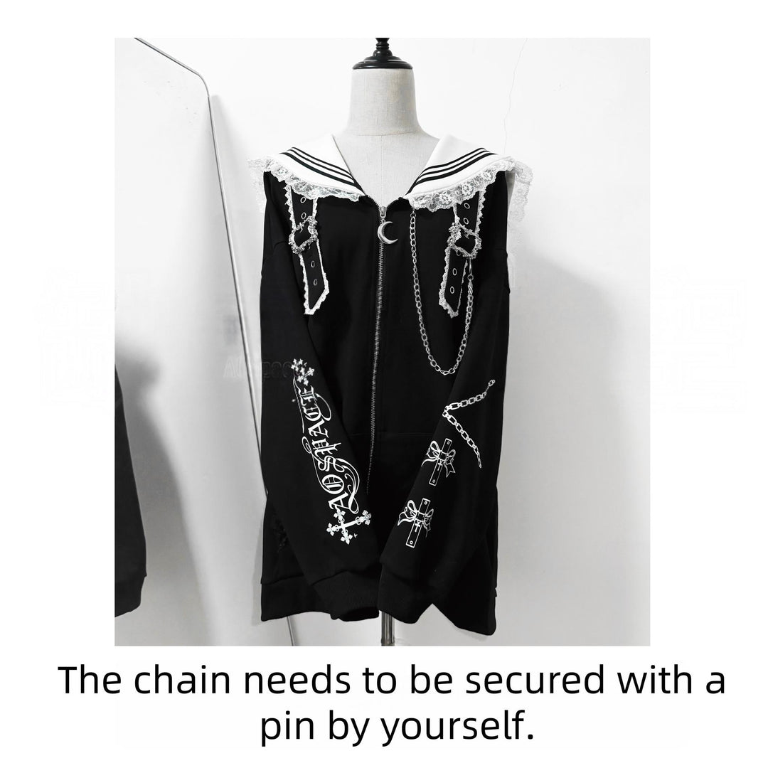 Subculture Sailor Collar Jacket, Chain Accents 43824:787410