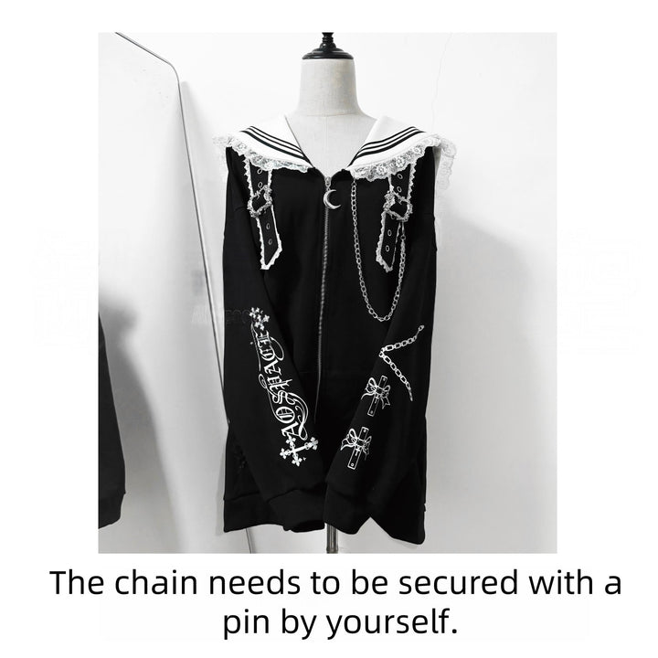 Subculture Sailor Collar Jacket, Chain Accents 43824:787410