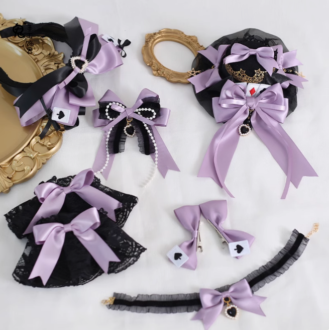 Gothic Lolita Headpiece Black Violet Hair Accessory Brooch 39116:613660