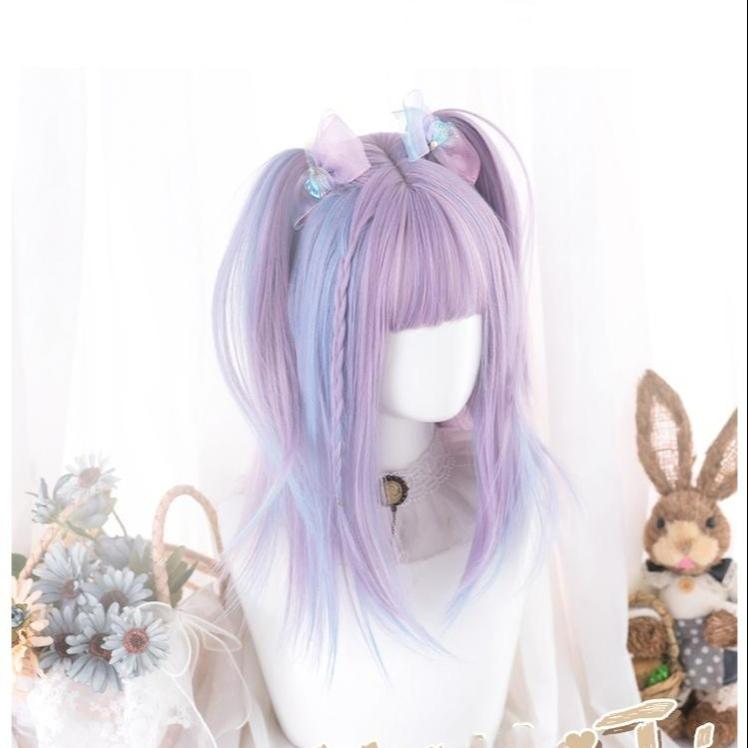 Lolita JK Wig Harajuku Blue Purple Highlight Dyed Wig 31722:375836 31722:375836