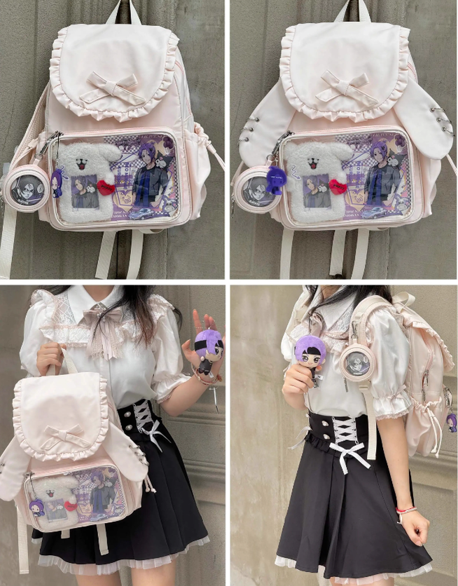 Kawaii Itabag Dual-Shoulder Backpack Bunny Ear Bag 40110:670674