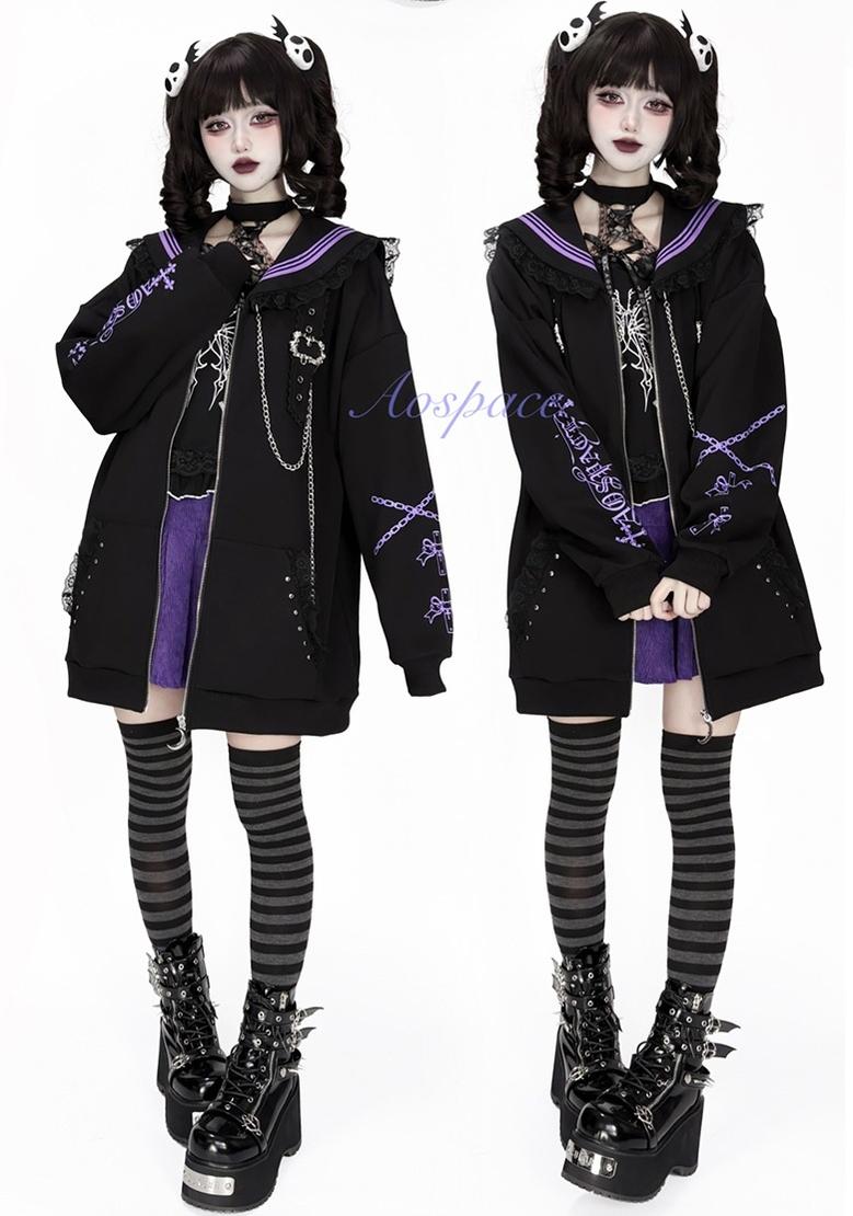 Subculture Sailor Collar Jacket, Chain Accents 43824:787401