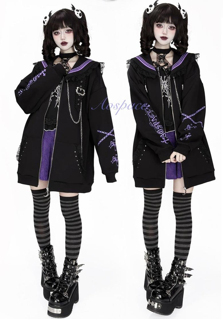 Subculture Sailor Collar Jacket, Chain Accents 43824:787401