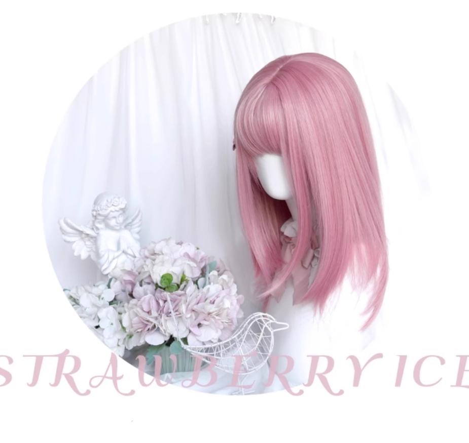 Lolita Wig Pink Mid-length Wig Girly Detachable Ponytail Wig 38890:605790