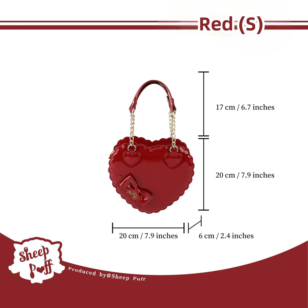 Sweet Lolita Bag Cute Heart Shaped Scalloped Bow Handbag 40326:656110