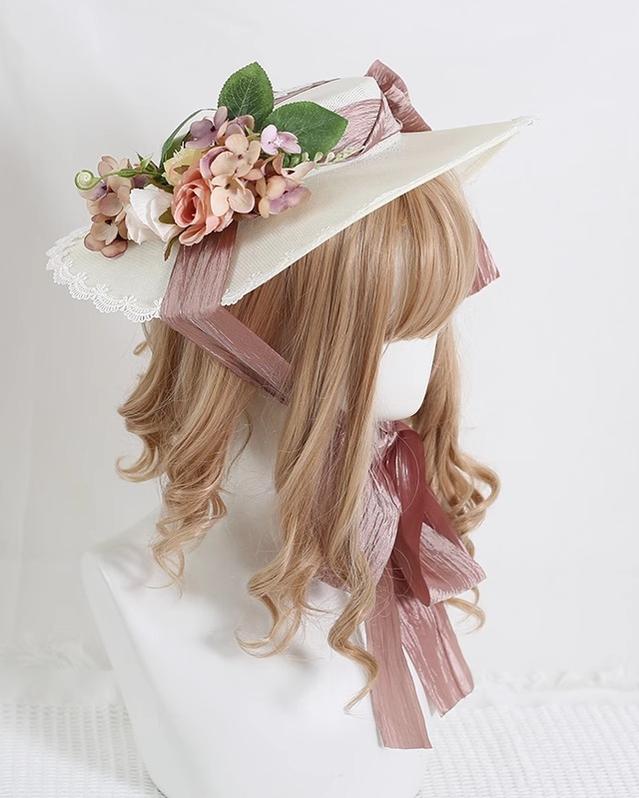 Lolita Top Hat Mori Kei Vintage Hat Elegant Linen Hat 36448:523110