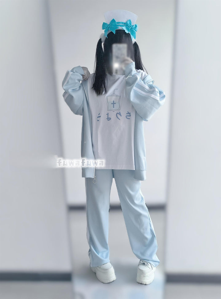 Tenshi Kaiwai Jersey Jacket, Water Blue Pants 44856:825633
