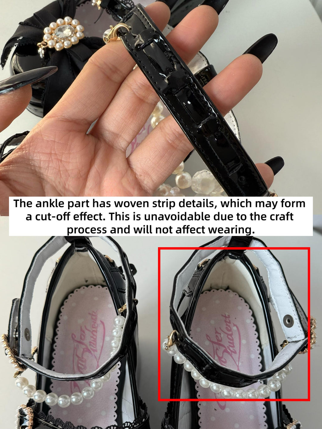 Jirai Kei Platform Shoes, Detachable Pearl-Like Chain 44929:828603