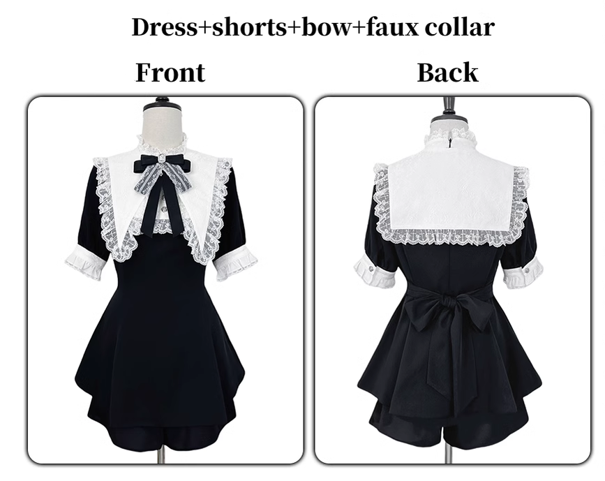 Jirai Kei Dress Short Sleeve Fake Collar Cape Outfit Set 39416:627086