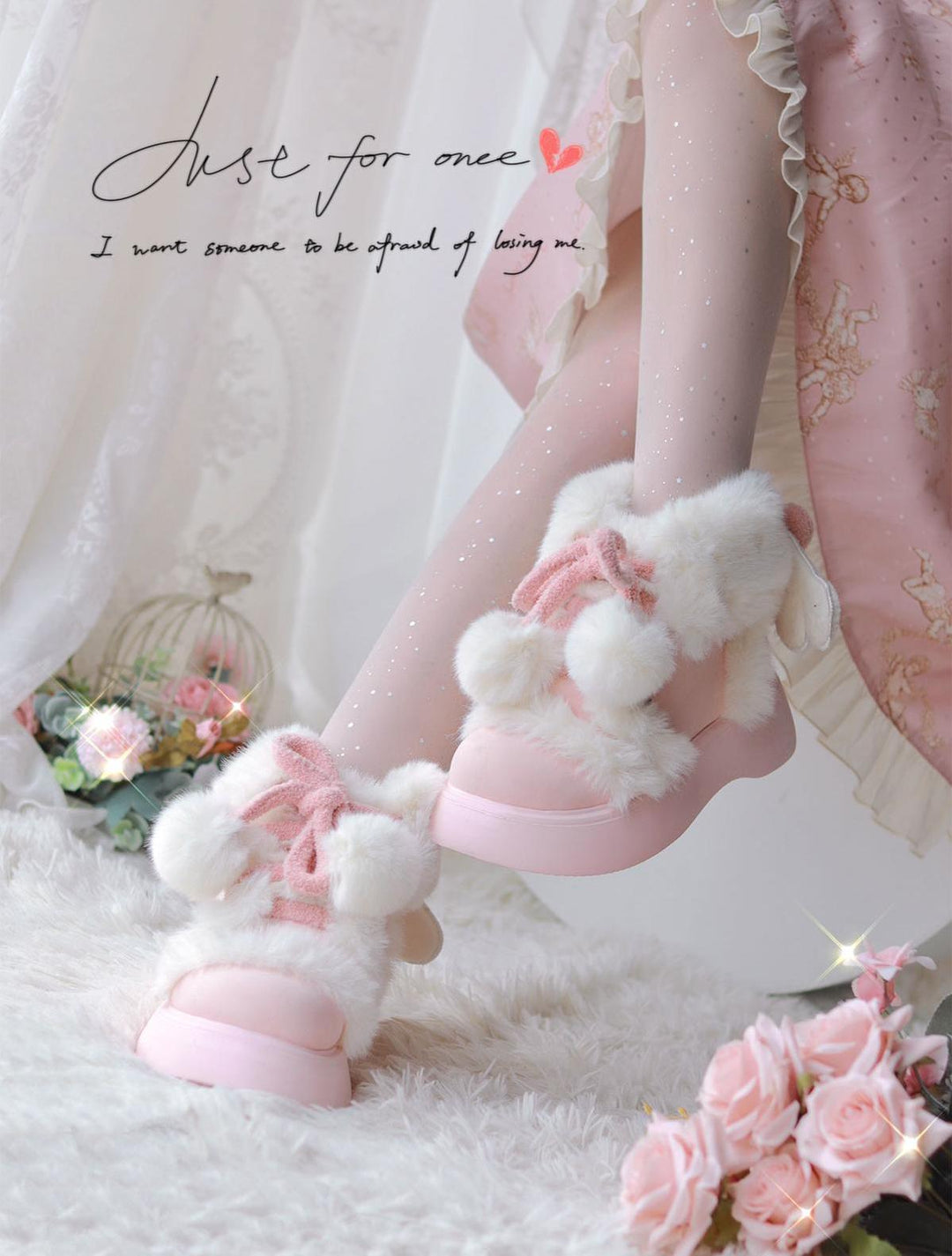 Winter Lolita Shoes Angel Wings Plush Padded Snow Boots 40328:655992