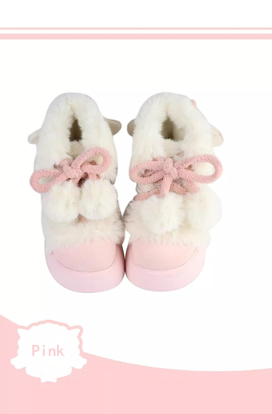 Lolita Shoes Winter Plush Round Toe Snow Boots (Pink / 35 36 37 38 39) 33774:451436 (Pink / 35 36 37 38 39) 33774:451436