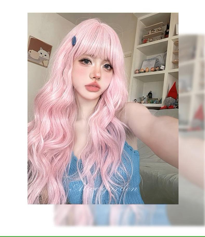 Lolita Wig Fairy Kei Pink Wig Long Curly Wig 32100:522664 32100:522664