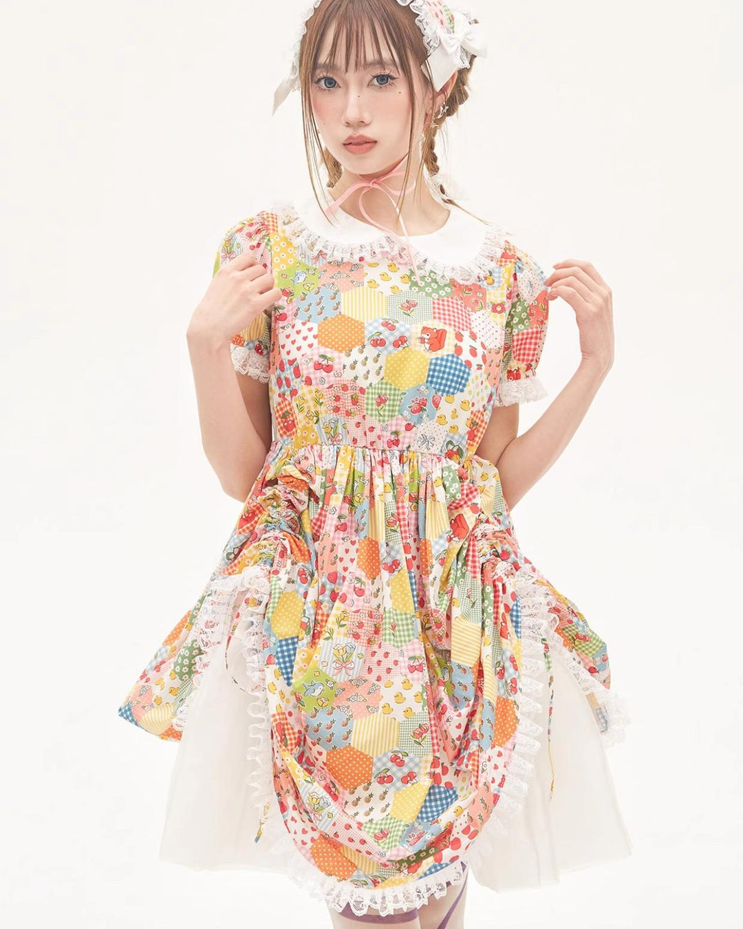 Sweet Lolita Dress Kidcore Floral Dress Drawstring Dress 36156:543438 36156:543438