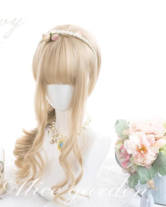 Lolita Wig Curly Wig Pale Yellow Daily Wig 31724:497068 31724:497068