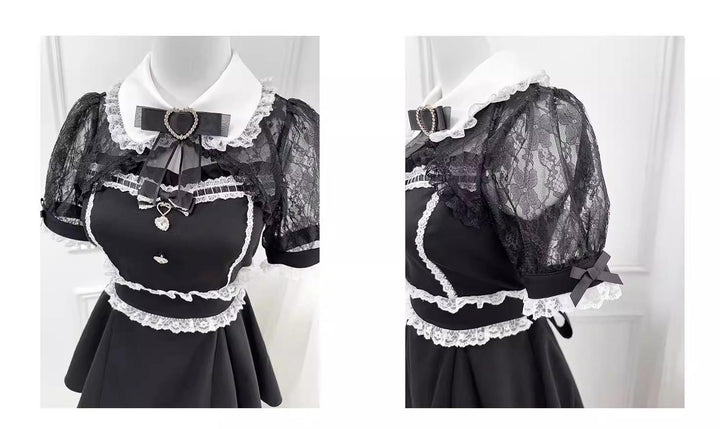 Jirai Kei Lace Shawl Dress Set, Rhinestone Details 43567:779746
