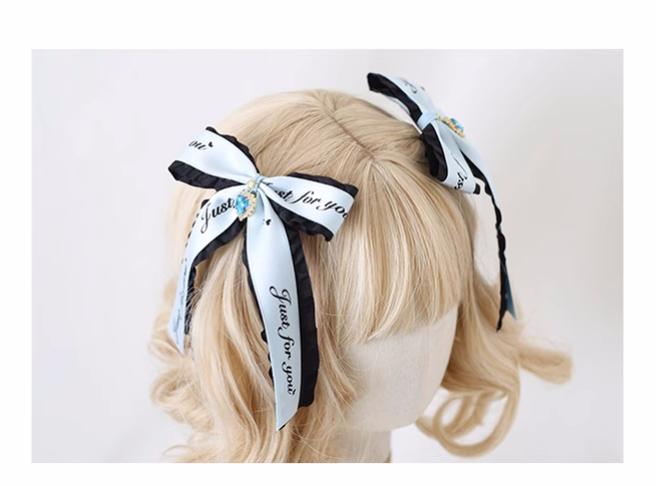 Jirai Kei Ryousangata Hair Clips with Letter Ribbons and Bow 22544:333176