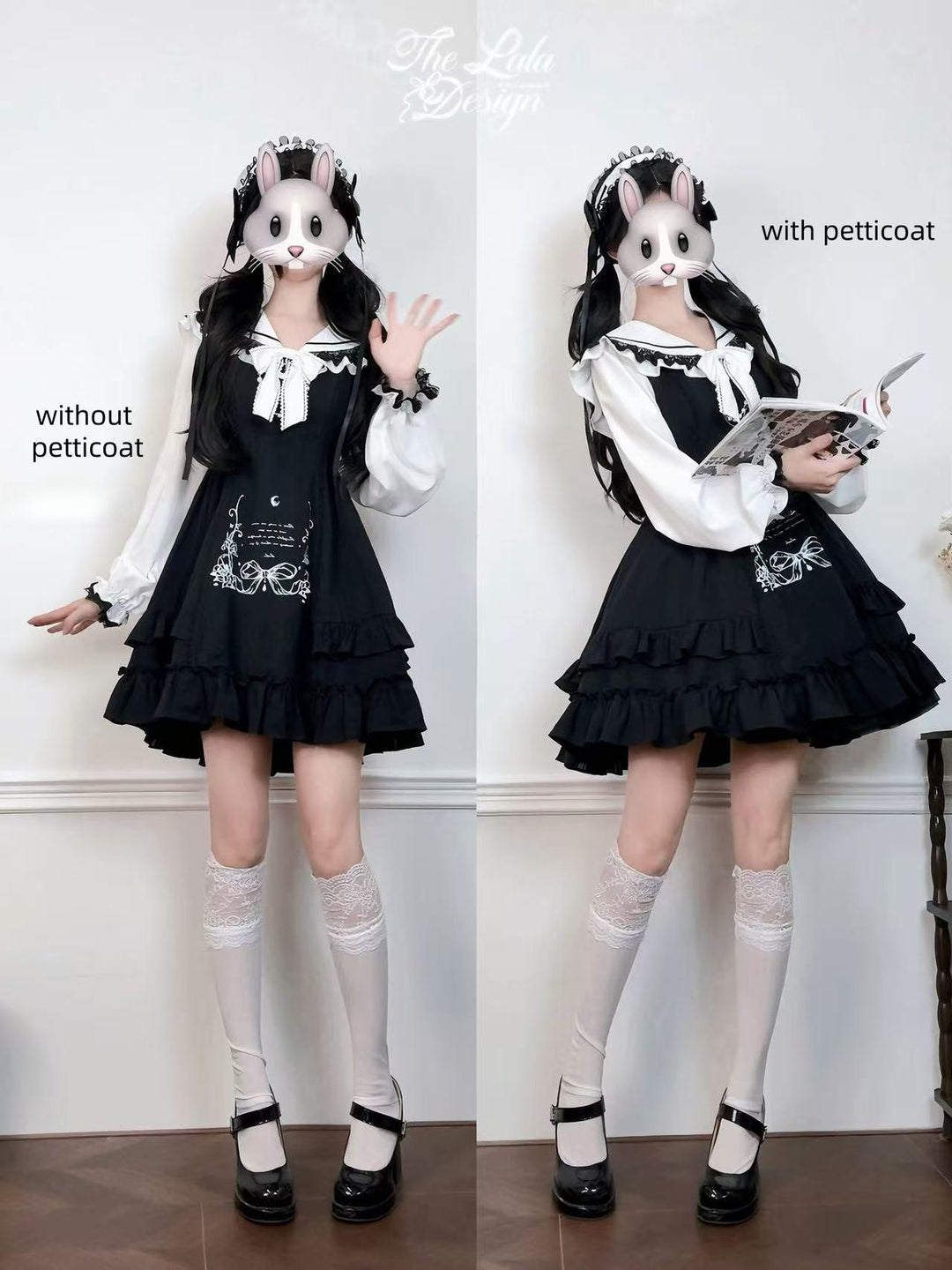Doll-like Sailor Collar Dress, Back Waist Tie 44325:805859