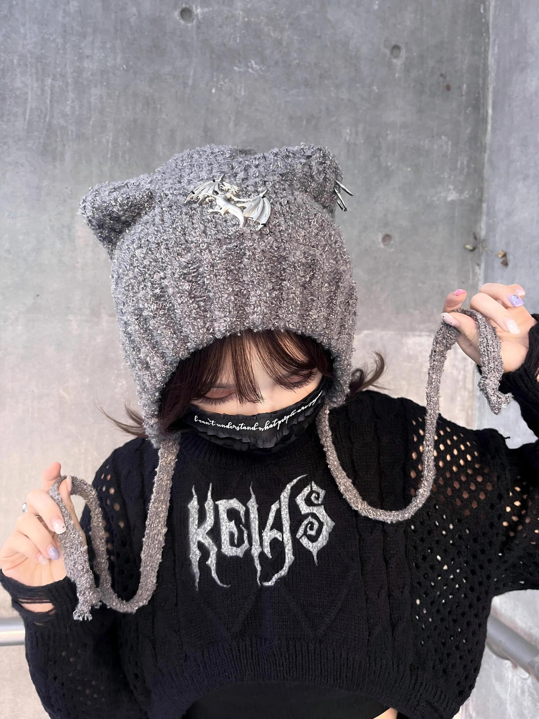 Y2K Winter Hat Japanese Style Knitted Cat Ear Hat 39486:635022