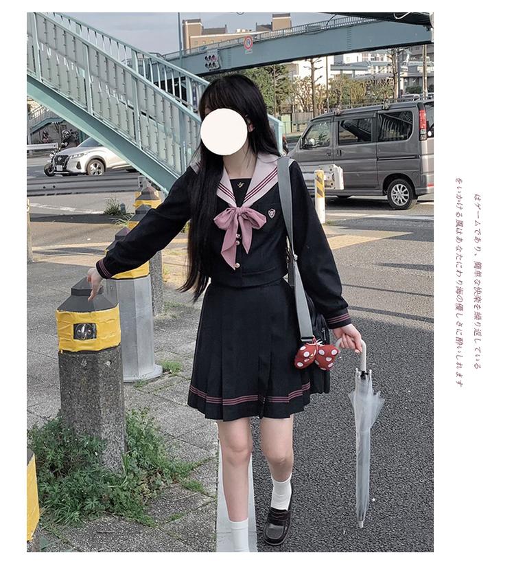 Navy and Pink JK Uniform Top + Pleated Skirt 43790:785199
