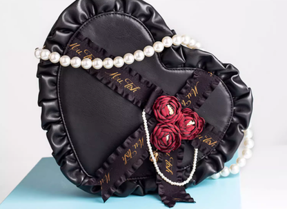 Lolita Handbag Heart Shaped Rose Crossbody Bag 35776:542120