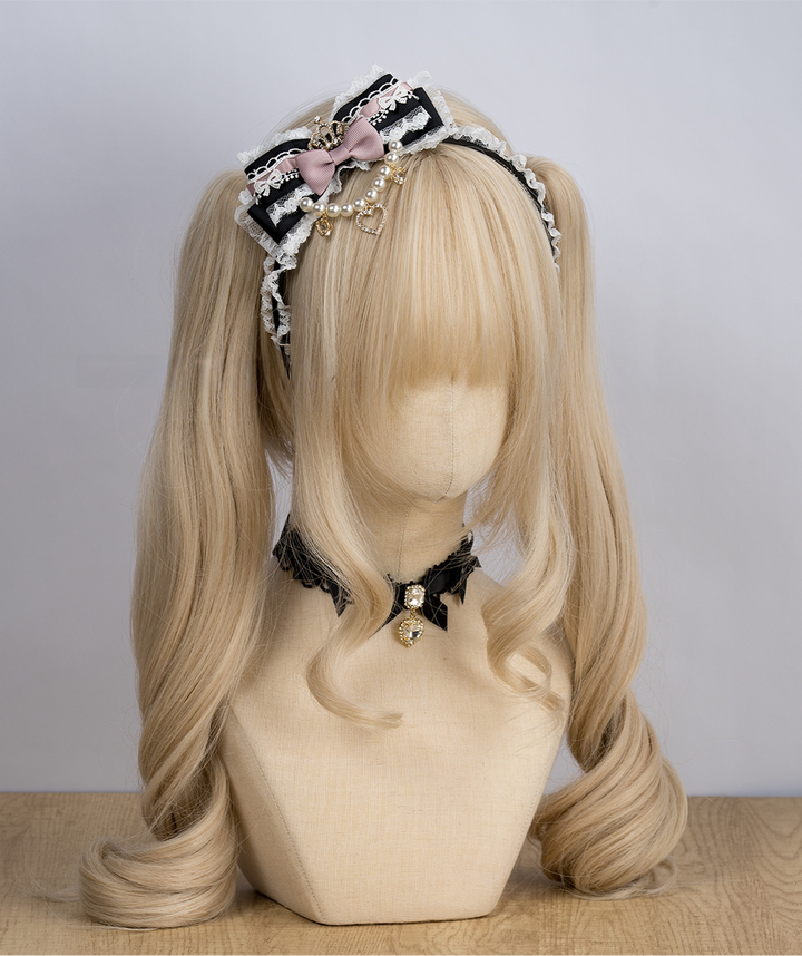 Jirai Kei Headband, Mini Crown & Rhinestone Pendant 44955:838746