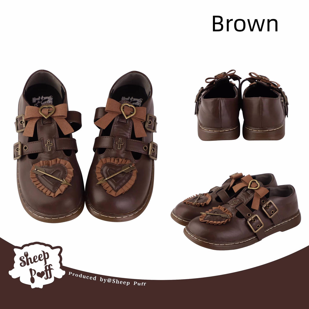 Brown/Khaki Lolita JK Round-Toe Leather Shoes (34 35 36 37 38 39 40 41) 22820:330058