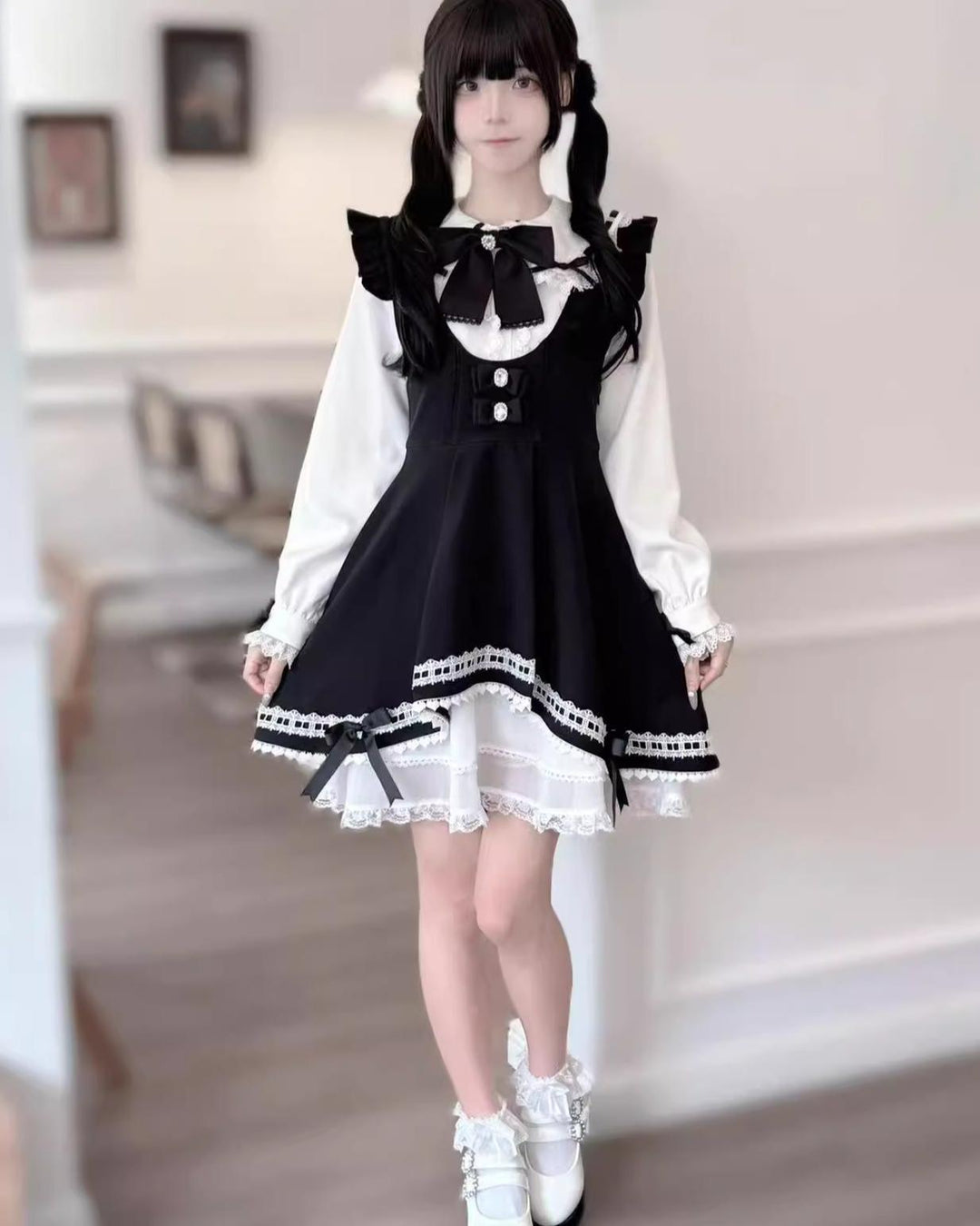 Jirai Kei Dress Set Bunny Ear Blouse Suspender Skirt Set 41440:699162