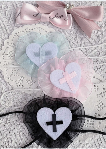 Jirai Kei Kawaii Blue Black White Pink Organza Eye Patch 21652:315440