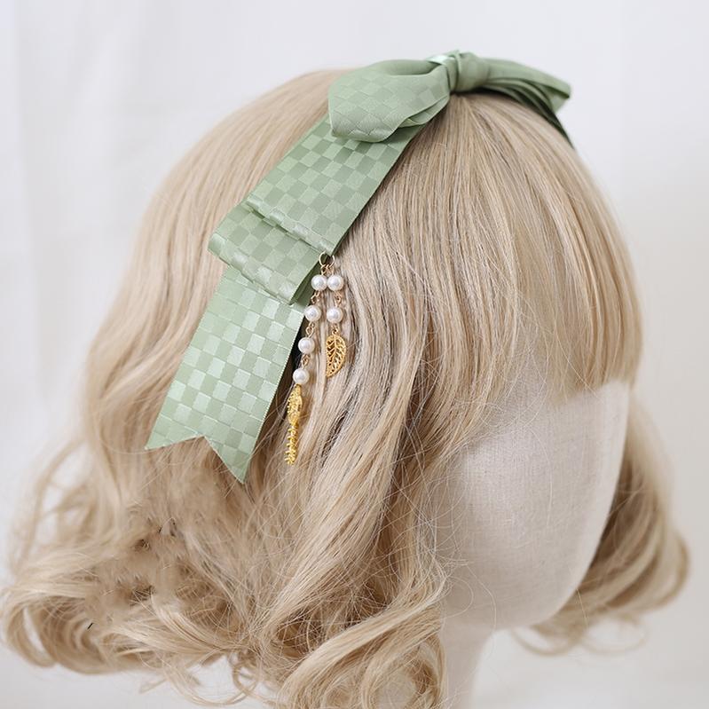 Lolita Headdress Mori Kei Hair accessory Matcha Green Lace Brooch Clasp 36426:520770