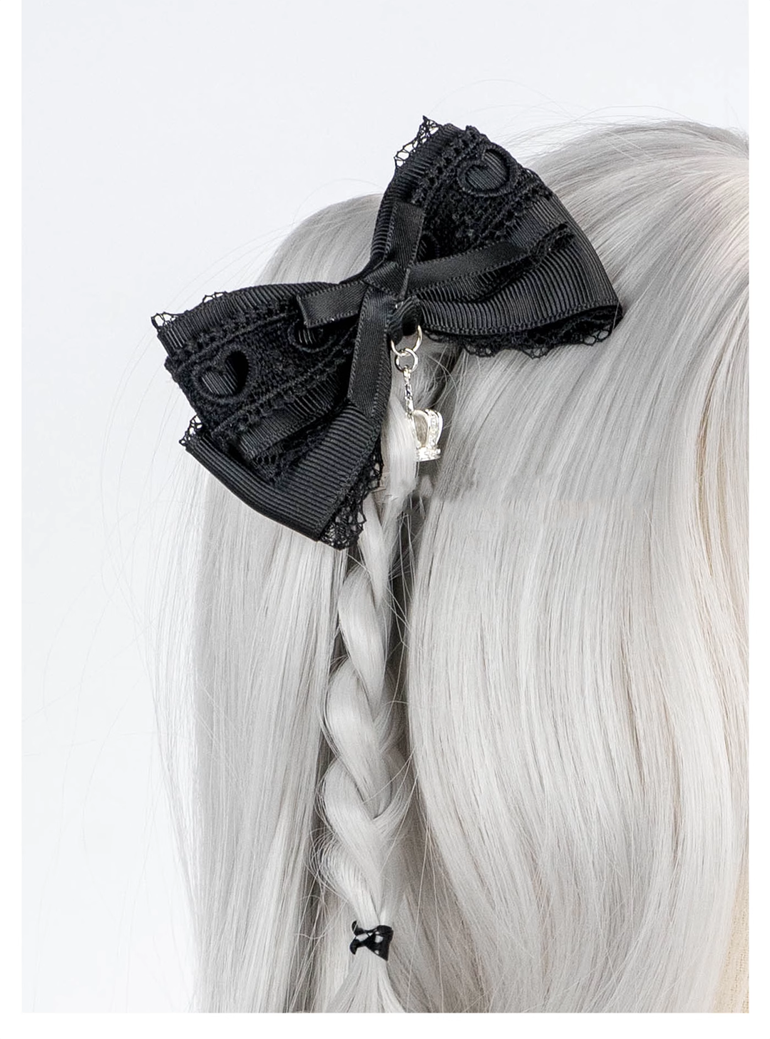 Jirai Kei Hair Clip Ryousangata Barrette Lolita Bow Headpiece (Black) 41588:704200