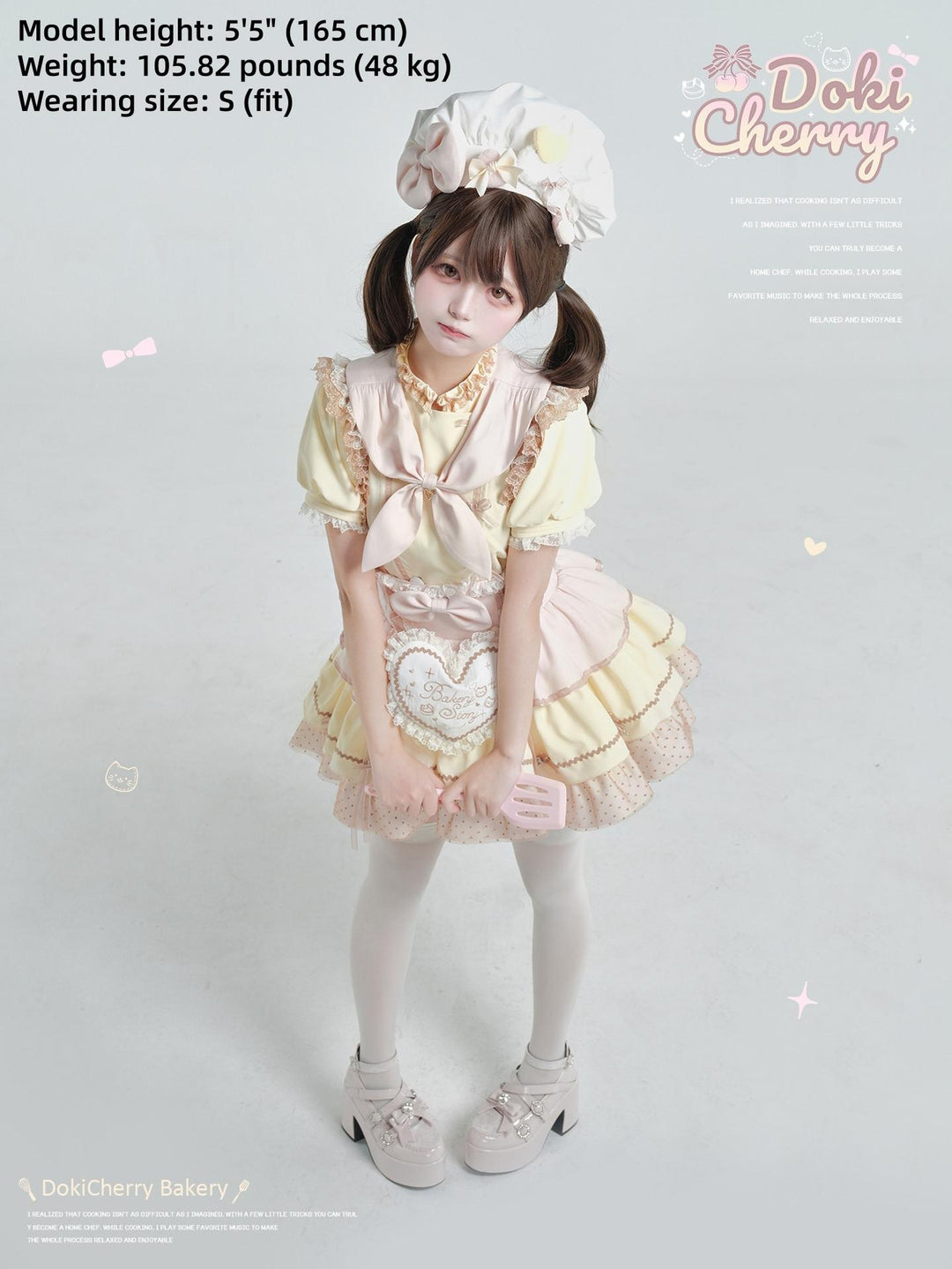 Kawaii Lolita Baker-Inspired Blouse, Suspender Skirt 44466:809207