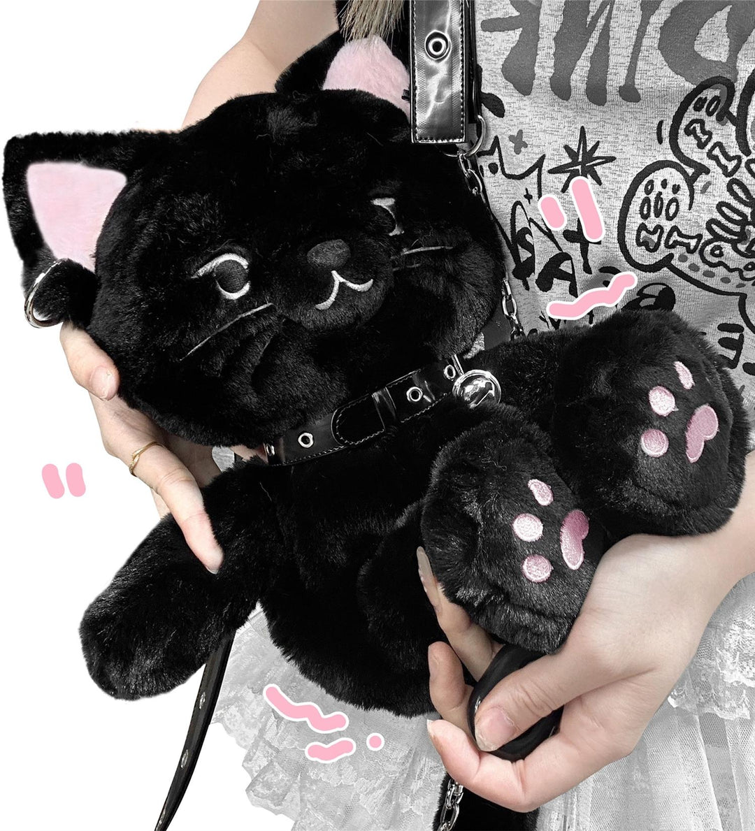 Kawaii Black Bag Devil Cat Plush Backpack 34892:482348 34892:482348