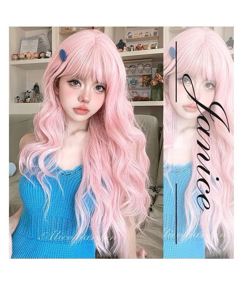 Lolita Wig Fairy Kei Pink Wig Long Curly Wig 32100:522660 32100:522660