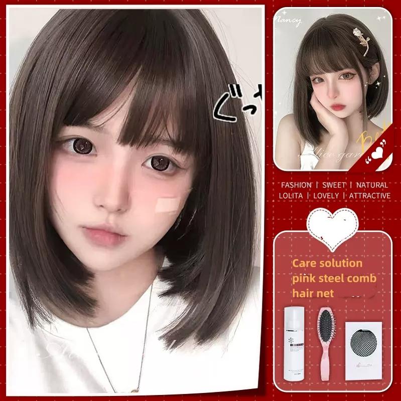 Lolita Short Bob Wig Natural Bangs Cute Wigs 35940:508018 35940:508018