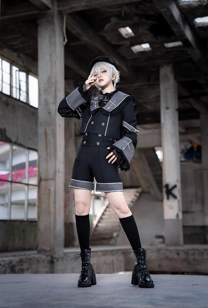 Ouji Lolita Outfit Set with Embroidery Jacket & Dress 43037:764897
