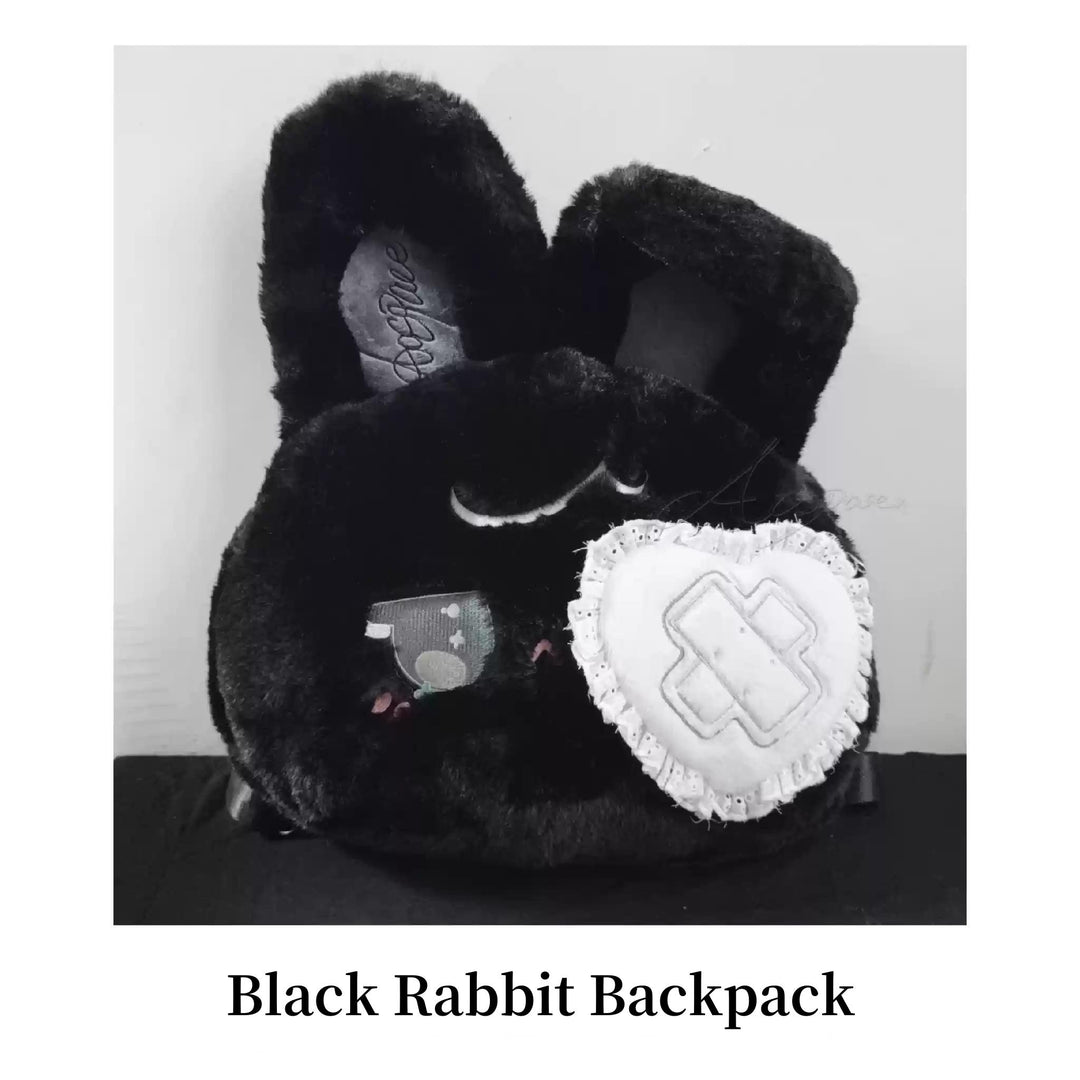 Kawaii Bag Black White Plush Crossbody Bag Rabbit Backpack 41448:698324