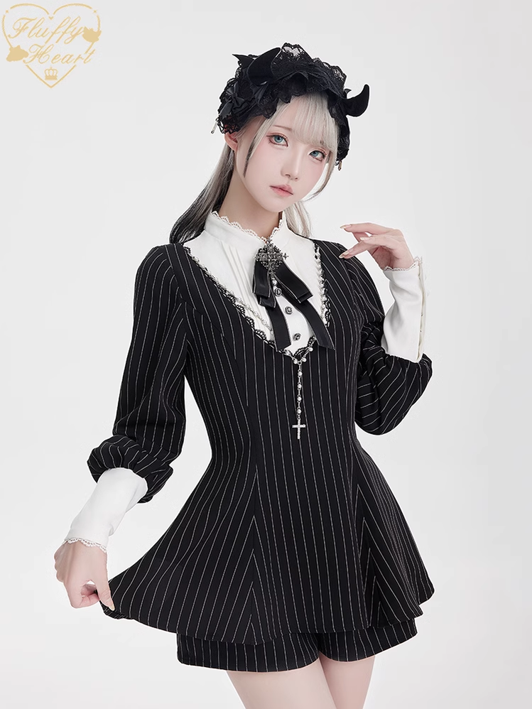 Jirai Kei Set Nun Dress Mutton Sleeve Blouse And Shorts 39042:610132